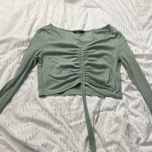 sage green shein long sleeve crop top